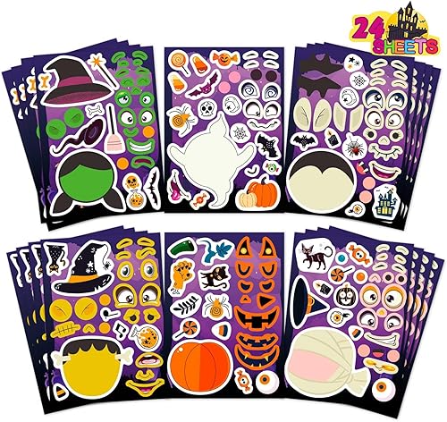 24 calcomanías de Halloween para hacer tu propio personaje de Halloween, para mezclar y combinar con vampiro, bruja, momias, zombis, fantasmas y disponible en Yaxa El Salvador