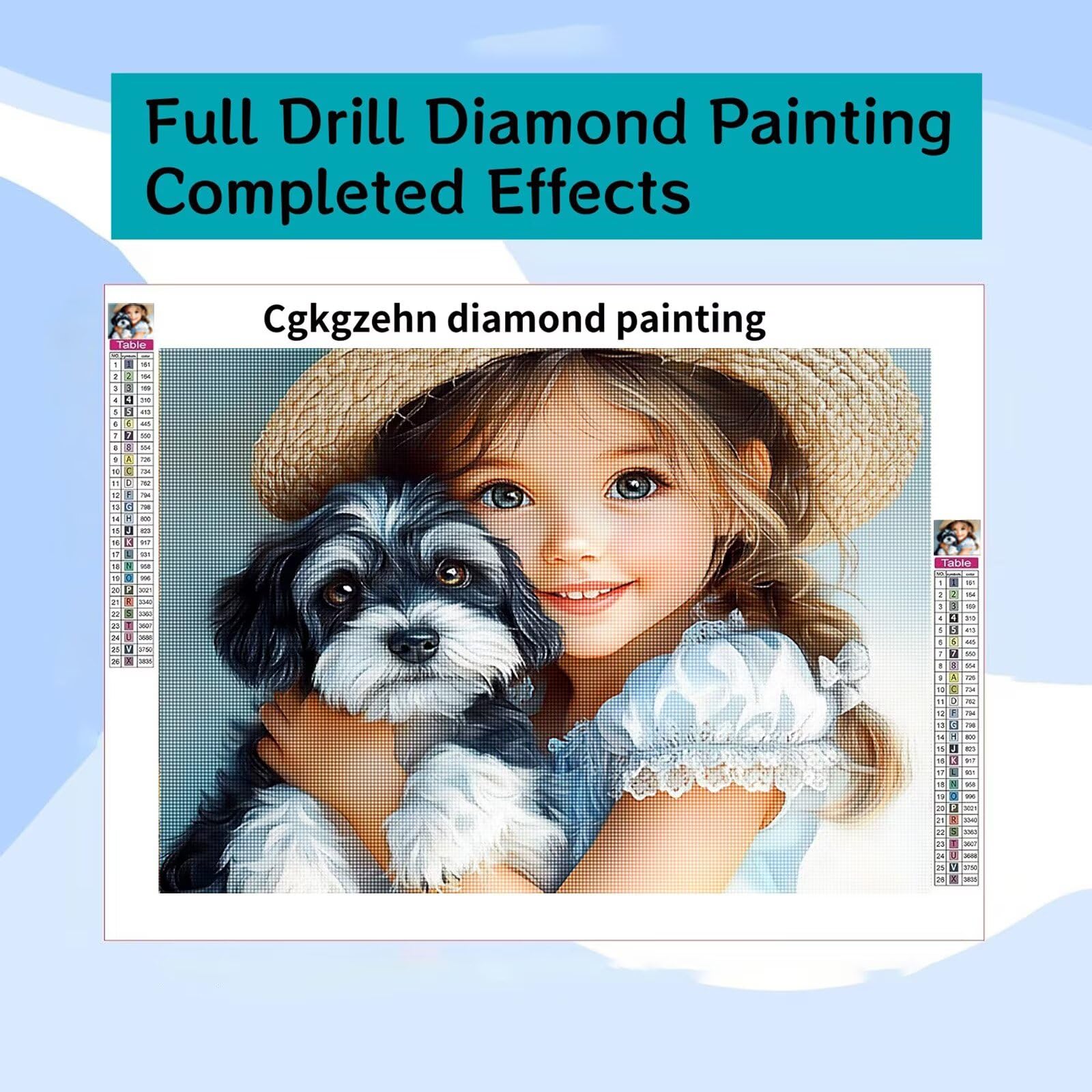 Mädchen Diamond Painting Groß XXL 70x90cm für Bastelset Kinder ab 6 Jahre, 5D Diamond Painting Hund, DIY Full Diamant Bilder Erwachsene, Daiments Stickerei für Zuhause Festival Deko Geschenke C4-227