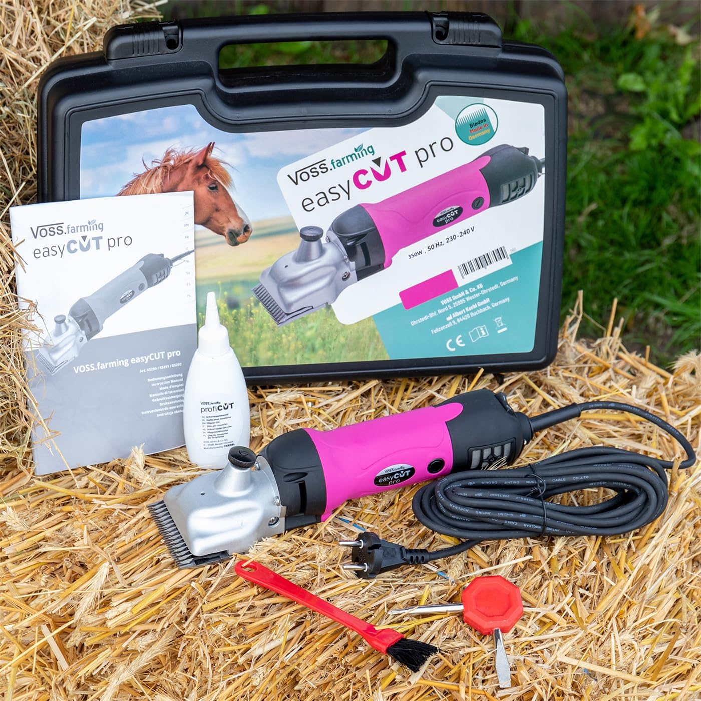 VOSS.farming easyCUT Pro Pferdeschermaschine Pink Aesculap Schermesser Set