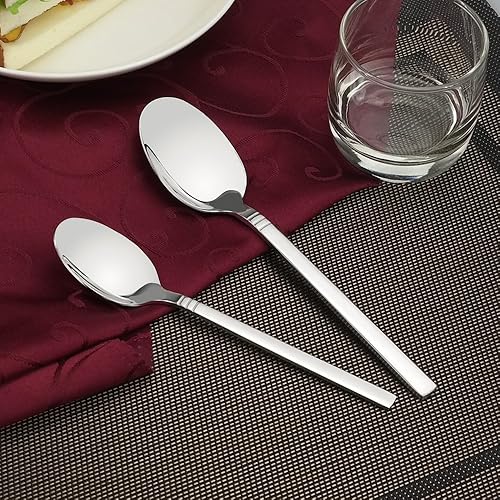 Miniatura 3 de Fiazony Juego de cubiertos de 30 piezas, cuchillo tenedor, cuchara de acero inoxidable, cubiertos de servicio para 6