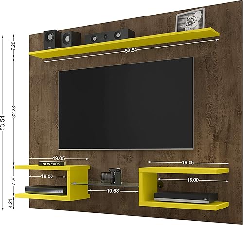 Miniatura 43 de Manhattan Comfort Plaza - Centro de entretenimiento flotante para sala de estar, soporte de TV montado en la pared con estantes de exhibición