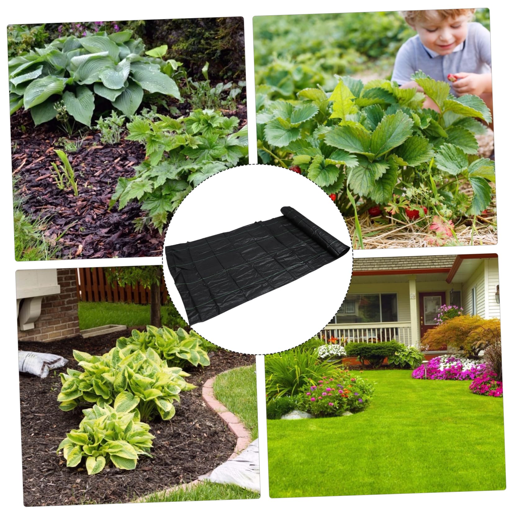 Telo Pacciamatura per Giardinaggio con Picchetti Telo Anti-Erbacce e Permeabile Facile da Installare per Orticoltura e Aiuole