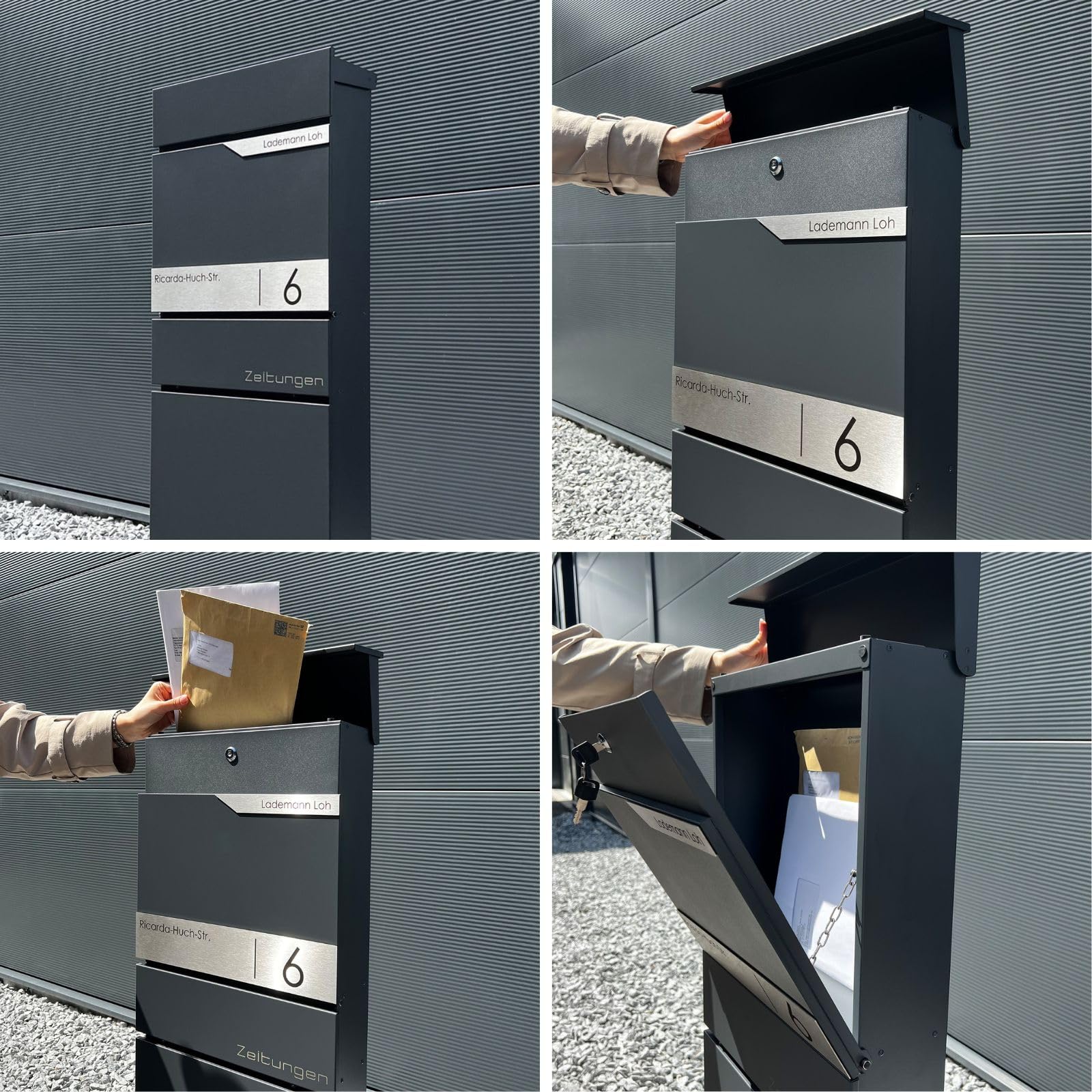 Metzler Standbriefkasten freistehend in Anthrazit RAL 7016 aus 
