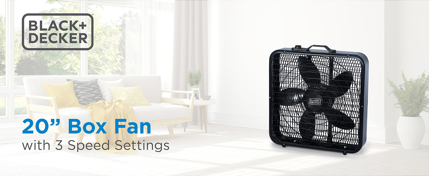 Amazon.com: BLACK+DECKER Box Fan with 3 Speed Settings, 20