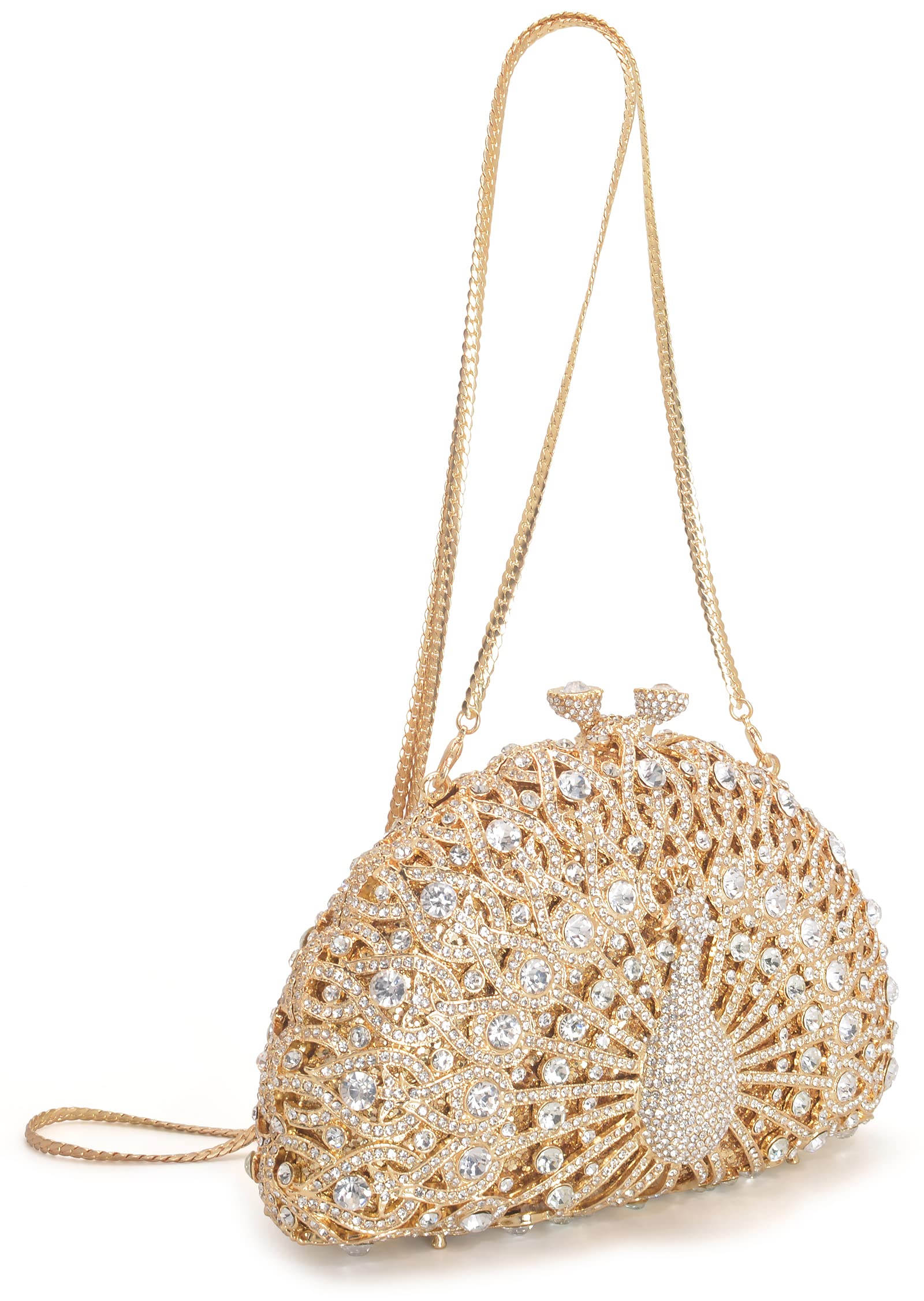 MOSSMON Bolso de mano de lujo de pavo real con diamantes de imitación de cristal, para novia, boda, fiesta, monederos para mujer