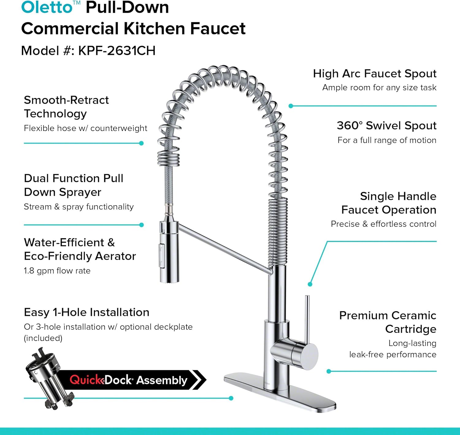 Buy 1 get 1 Kraus KPF-2631CH Single Handle Pull Down Commercial Kitchen Faucet, 21.75 inch, Chrome Flash Deals - 70% OFF Kraus KPF-2631CH Single Handle Pull Down Commercial Kitchen Faucet, 21.75 inch, Chrome