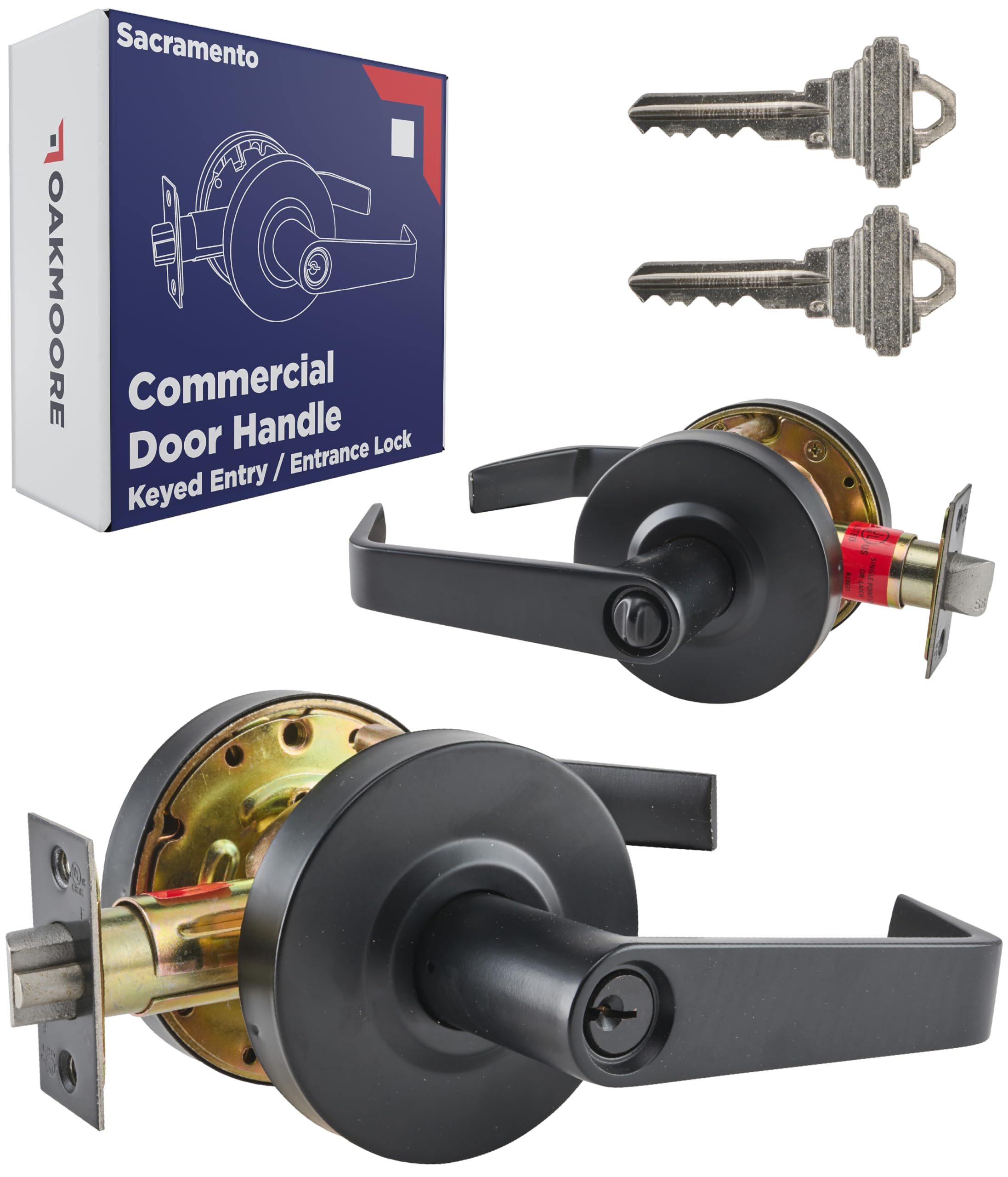 OAKMOORE Commercial Door Handle Black - Grade 2 Lockset - Door