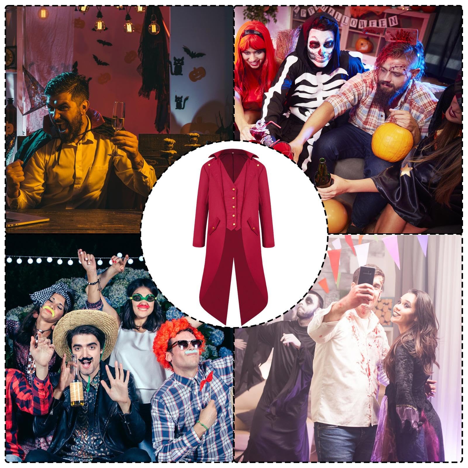 Queue Pie Victorienne pour Hommes, Robe Vampire Gothique médiévale, Costume d'halloween pour Les séances Photo, Le Spectacle d'anime et Le défilé Moen boîte Nuit