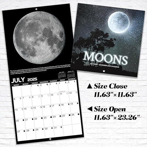 Miniatura 4 de Calendario de pared 2024, enero 2024 a diciembre de 2024, 11.63 x 23.26 pulgadas (abierto), calendario 2024 con fases lunares, papel grueso de alta