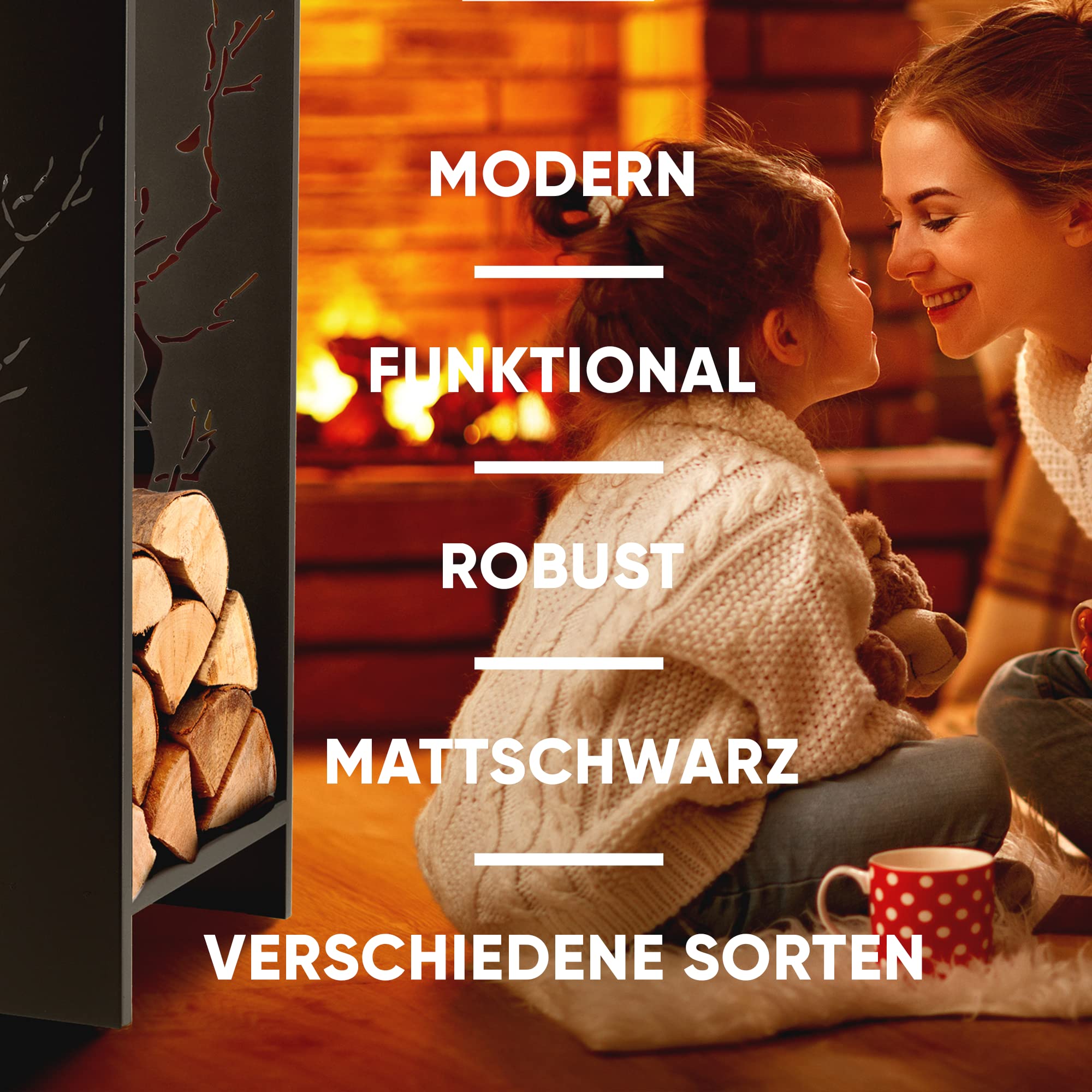 KADAX Kaminholzgestell, aus Stahl, schwarzer Kaminholzhalter - Produktbild 5