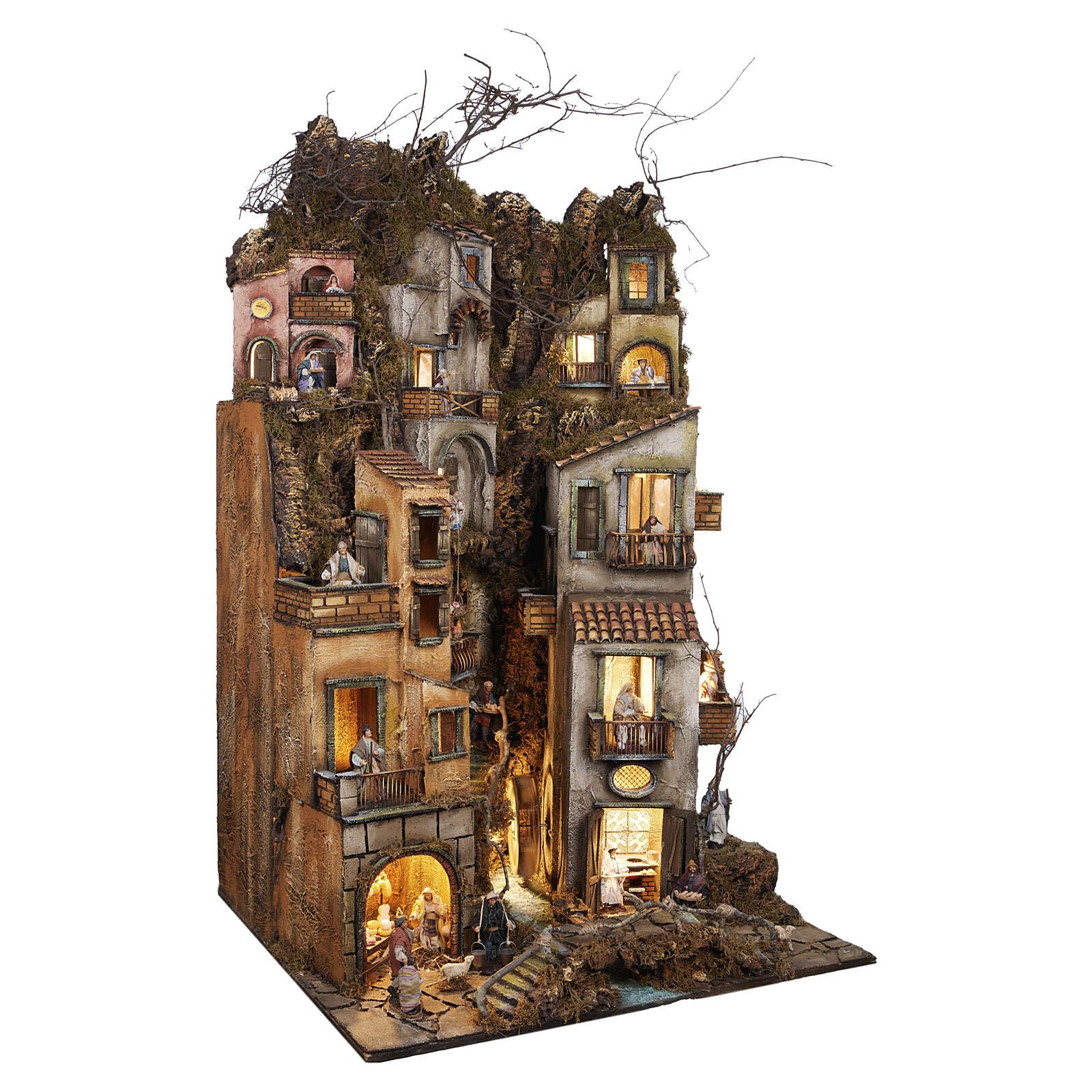 Holyart Belén napolitano: Pueblo estatuas 12 cm 80x70 cm belén napolitano con Movimiento Mod. C