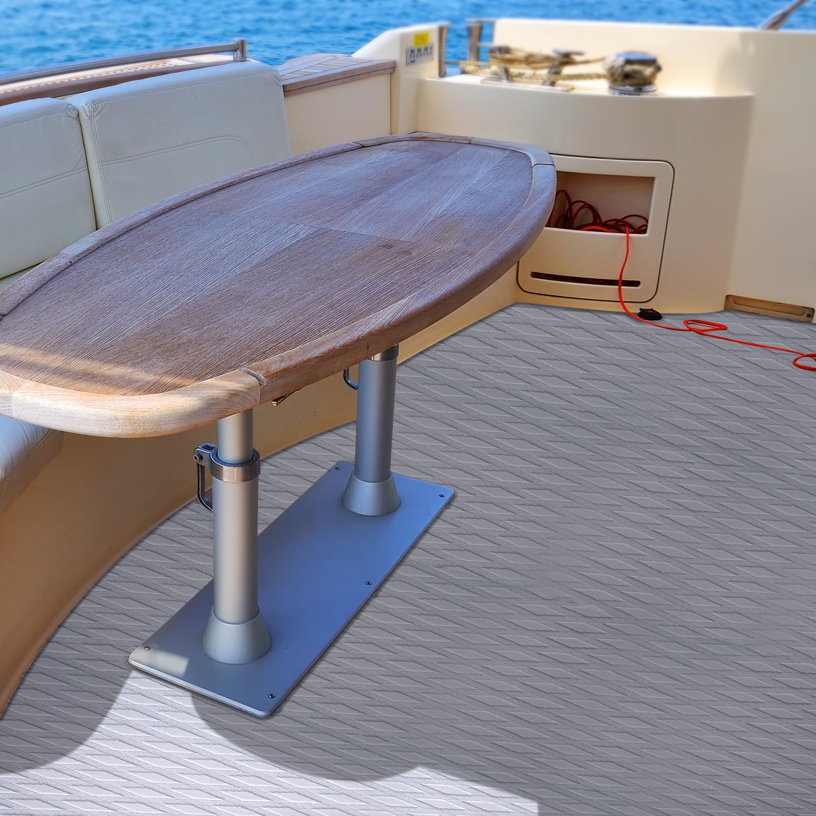 Tappeto in schiuma EVA per barche, 230 * 55 cm, rivestimento in legno teak, tappeto autoadesivo per ponte, tappetino antiscivolo per yacht, barche, ponti di navi e motoscafi