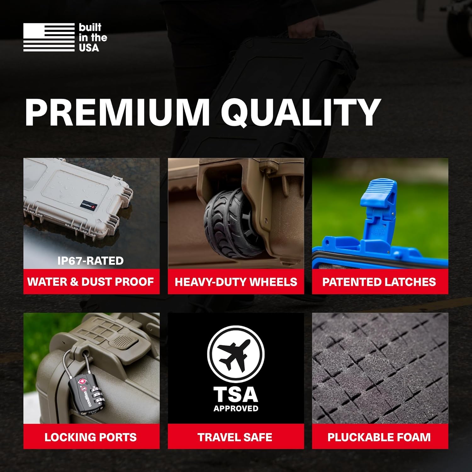 Condition 1 33" Large Rolling Hard Case Model 2152, Lockable Storage Box, IP67 Waterproof Plastic Case Protective Luggage, Camera Tactical Gear, Made in USA, 32.95"x 24.96"x18.74" Black - Image 3