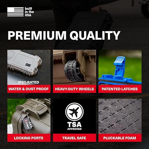 Miniatura 3 de Condition 1 Funda rígida impermeable de 45 pulgadas con ruedas y espuma enchufable, con cerradura, clasificación IP67, impermeable, aprobado por la