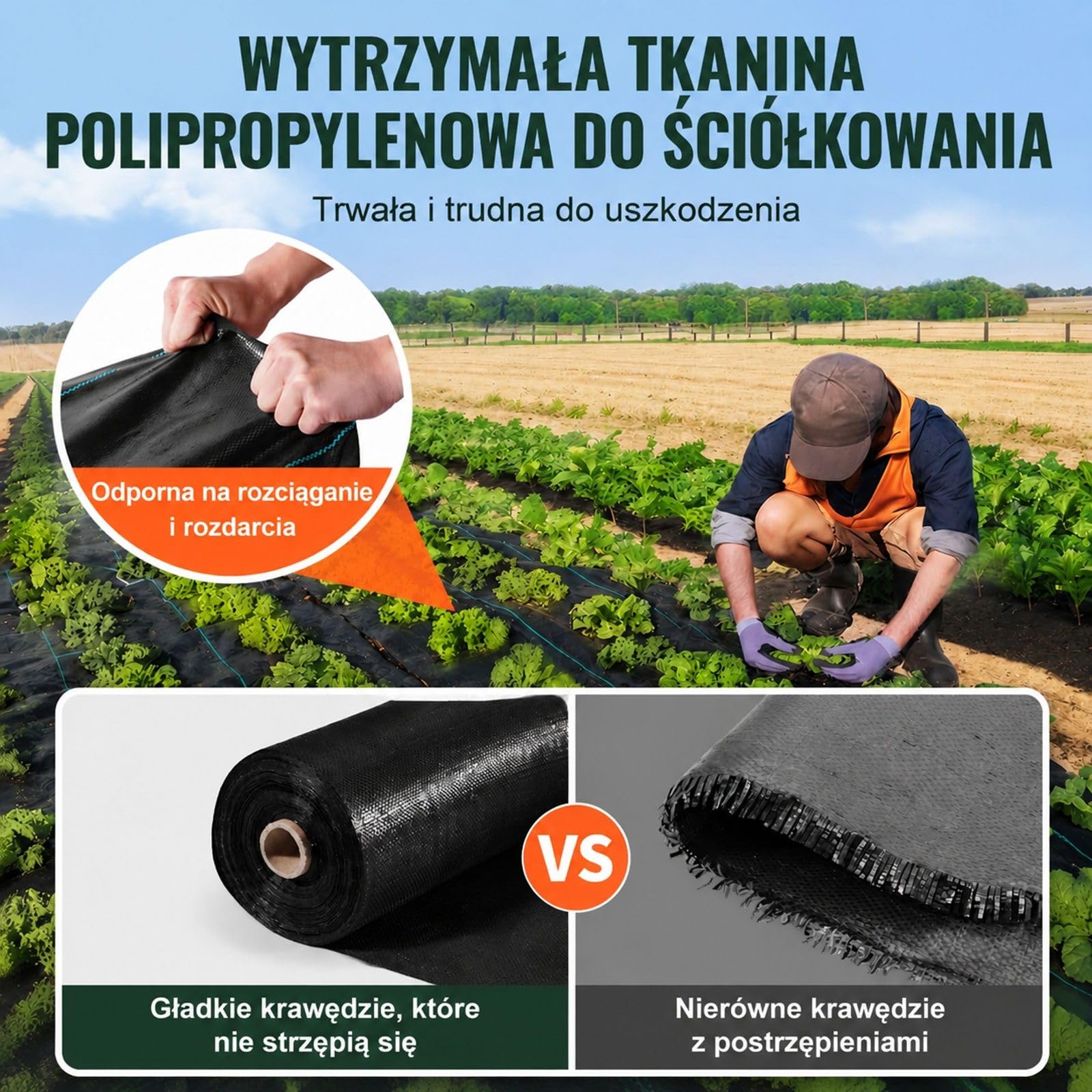 Włóknina krajobrazowa PP w rolce, czarna mata gruntowa do ogrodu, żwiru, podjazdu i ścieżek