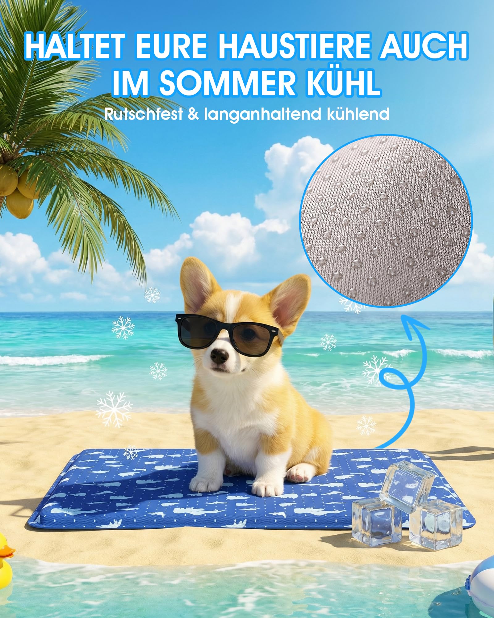 petnf Mata Chłodząca dla Psa Średnia, Wytrzymała Antypoślizgowa Mata Chłodząca dla Psów i Kotów do Wewnątrz i Ogrodu, Żelowa Dog Cooling Mat Nietoksyczna Samochłodząca dla Zwierząt na Lato, 40x50 cm