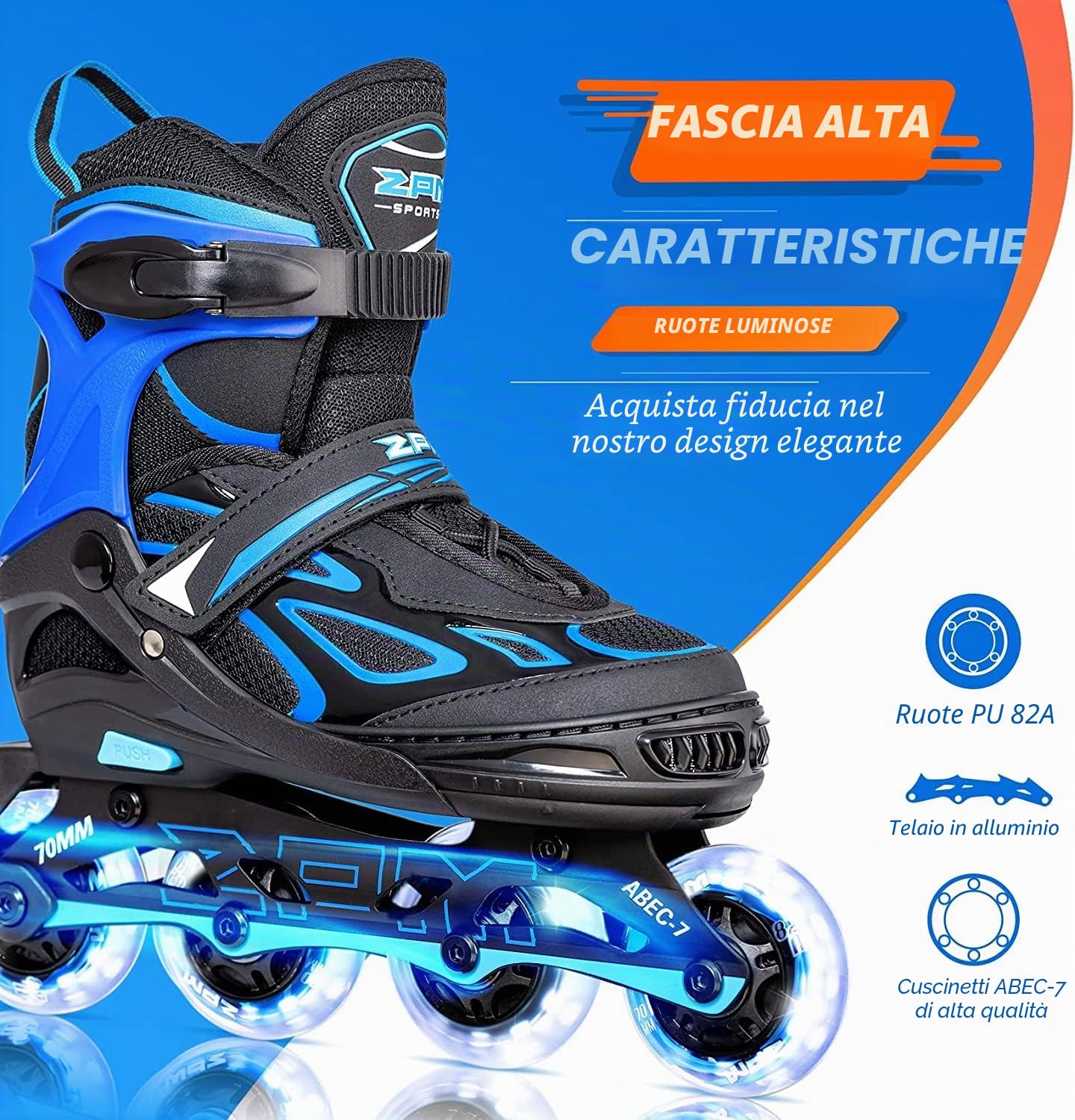 Brice Pattini Inline Skates Regolabili per Bambini e Ragazzi