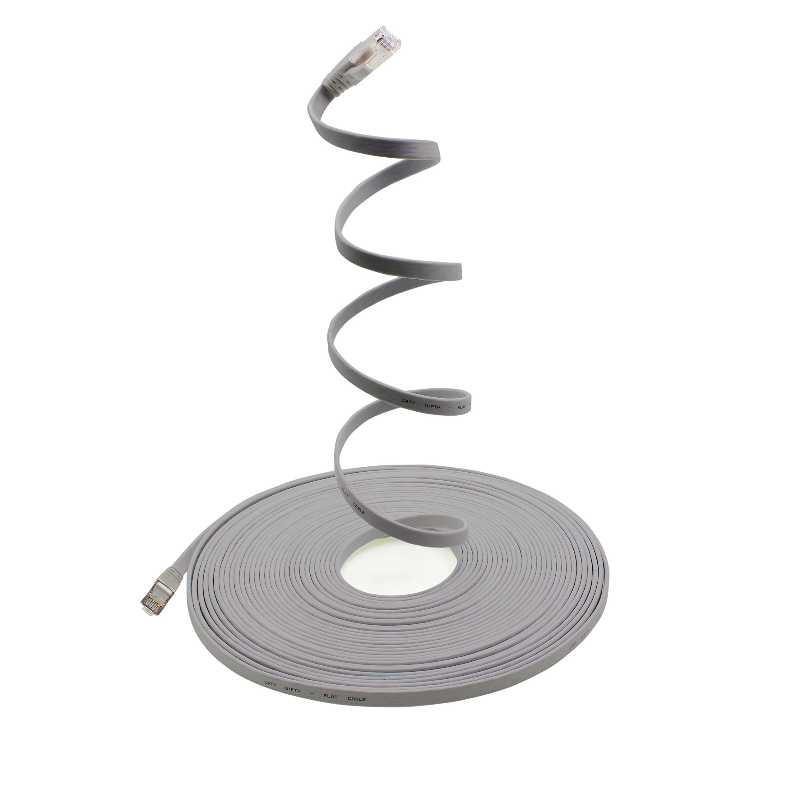 1aTTack.de Cavo di rete piatto Cat.7 Gigabit Ethernet Lan (RJ45), 10Gbit/s, compatibile con Cat.5 –Cat.5e – Cat.6 Grigio / 1 pz 0,5 m