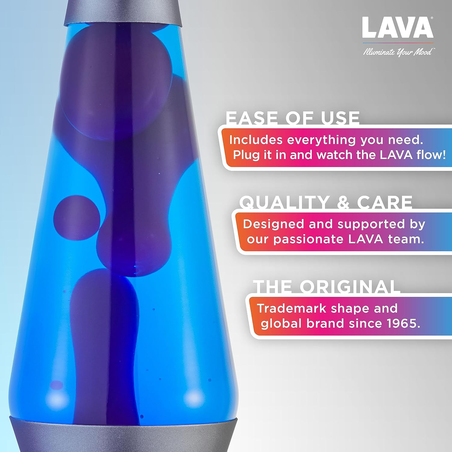 lava® lamp - 14.5" cosmic wave - the original motion light - purple wax and blue liquid - item #2633 (amazon exclusive)