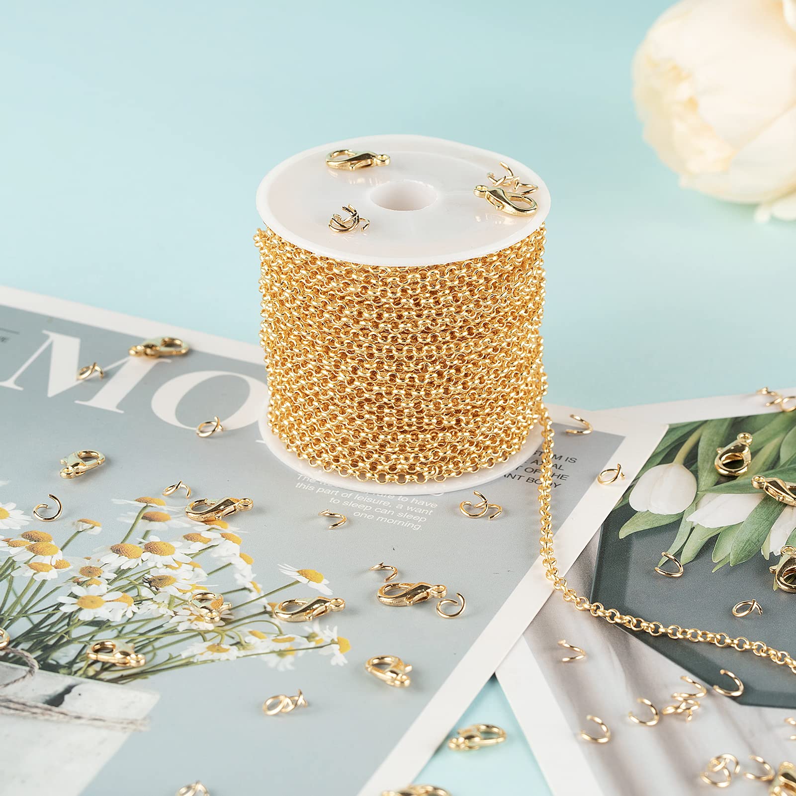 YOUBEIYEE Chaîne En Or Clair De 10 Mètres Pour La Fabrication