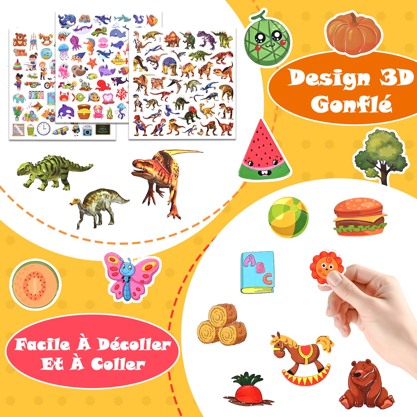 GOLDGE 12 Stickers Book, Libri Adesivi Bambini Attacca e Stacca — Trasporto, Animali, Fattoria, Spazio, Mare, Supermercato, Cucina, Scuola, ecc, Regalo Compleanno Riutilizzabile per Bambini 2-6 Anni