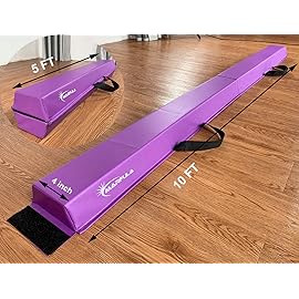MARFULA 6 FT / 8 FT / 9 FT / 10 FT Balance Beam Folding Floor Gymnastics Equipment for Kids, Non Slip Base, Gymnastics Beam for Training Home Gym Use