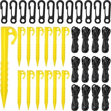 Yalikop 36 Pcs Inflatable Stake Tether Kit, Plastic Tent Peg Hook for Yard
