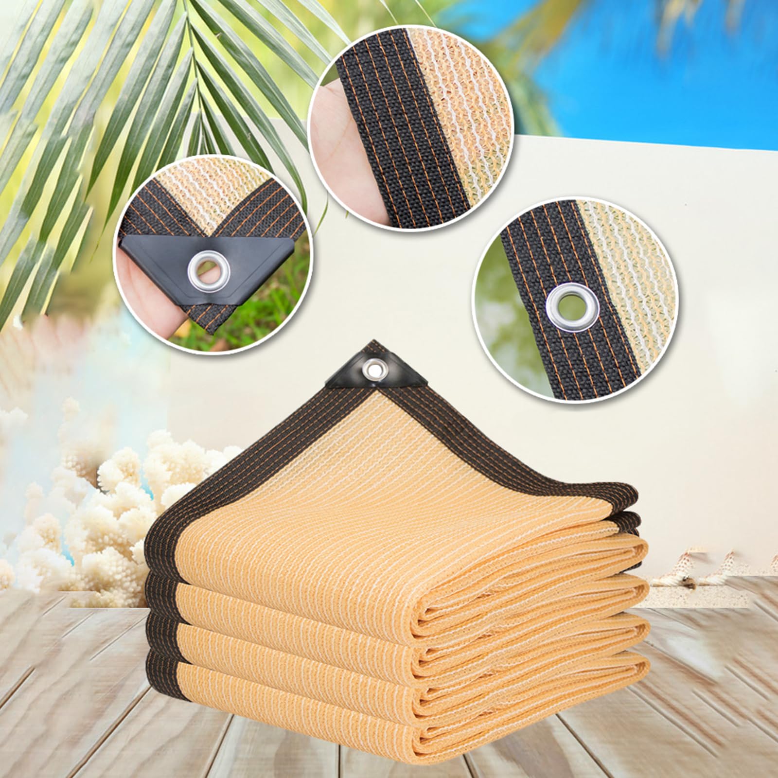 Rete Ombreggiante Occhiellata 4x5m - Telo Da Giardino UV Resistente Per Esterni (Giallo) - Foto 7