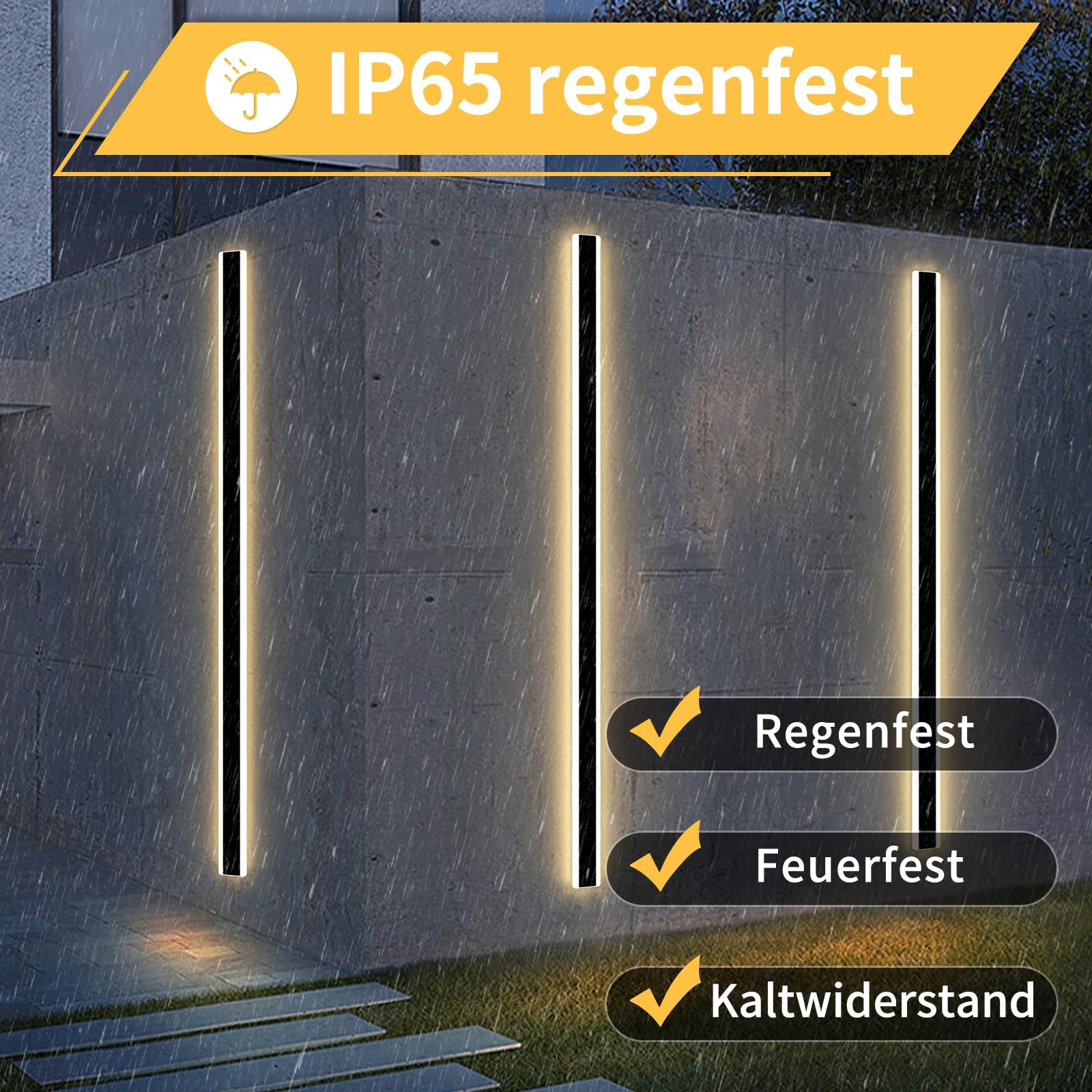 Mikeru 180CM Dimmbare Wandleuchten, Lange Außenwandleuchten Wandmontiertes 3000K/4500K/6000K IP65 Rechteckige Aussenleuchte mit Memory-Funktionen Lange Gartenleuchten für Veranda, Flur, Innenhof