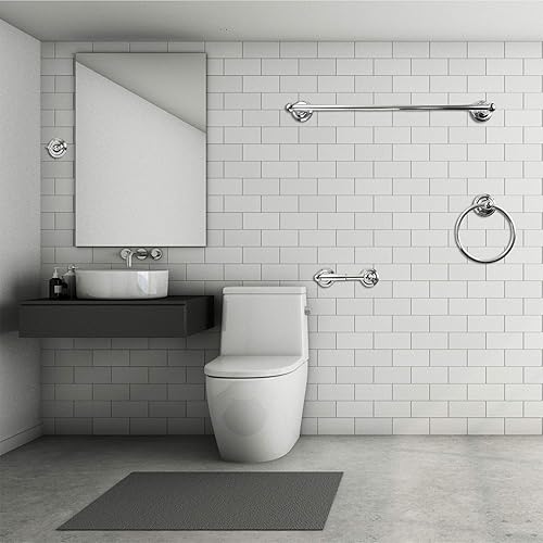 Miniatura 4 de SENTO ROBIKI - Juego de accesorios de baño modernos plateados, incluye gancho para bata, soporte para papel higiénico, toallero, barra de toalla de
