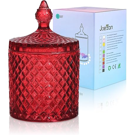 Joeyan 18 oz Red Glass Jars with Lid