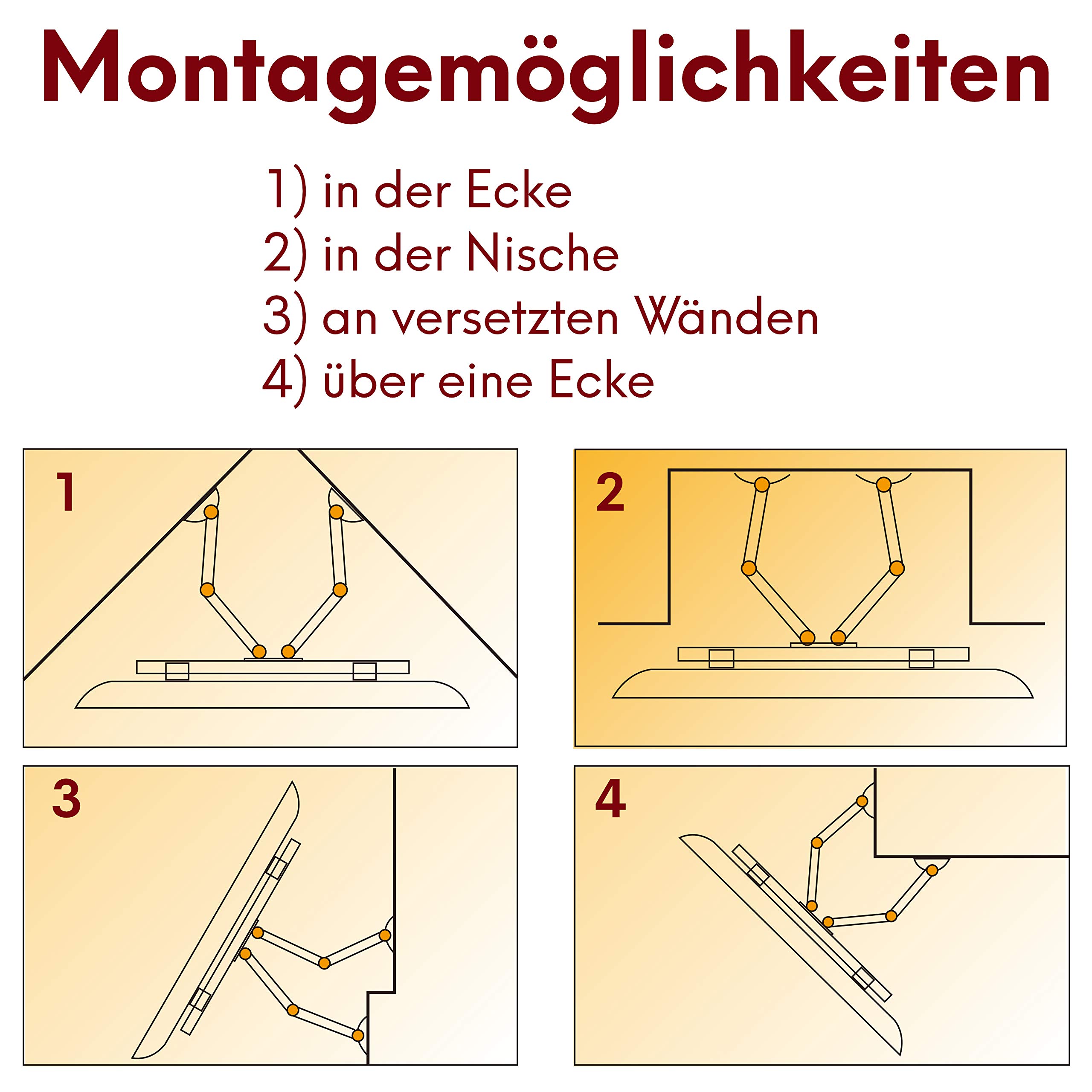 Multifunktional schwenkbar neigbar TV Wandhalterung - Eckmontage Wandversatzmontage Nischenmontage - VESA bis max. 400x400 für 26-55 Zoll ausziehbar auf max. 47cm Halter