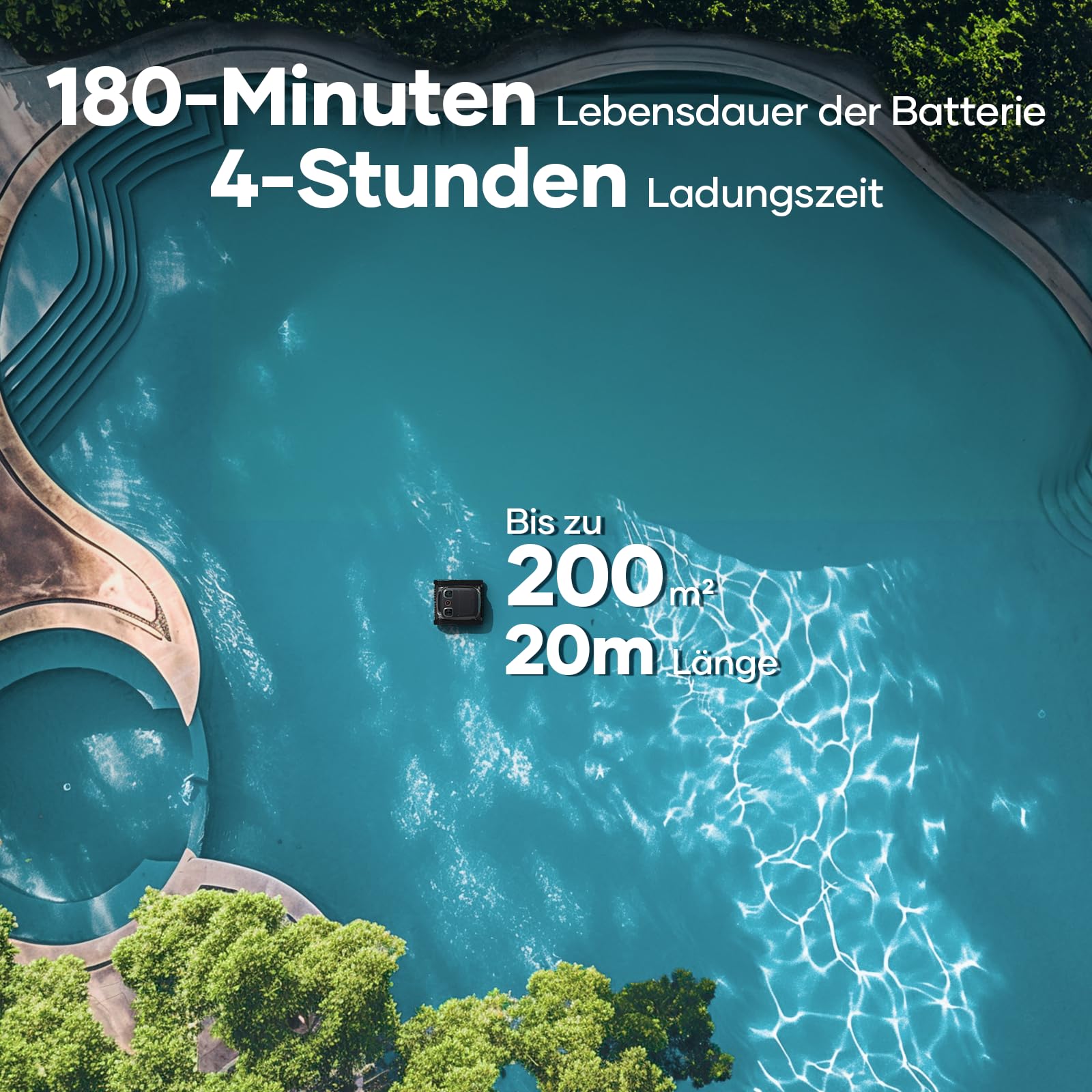 AIPER Scuba S1 Pro Poolroboter Boden und Wand mit Wasserlinienreinigung, Intelligenter Navigation, 180 Minuten Batterielaufzeit, Poolsauger Ideal für Eingelassene Pools bis zu 200㎡ (Generalüberholt)