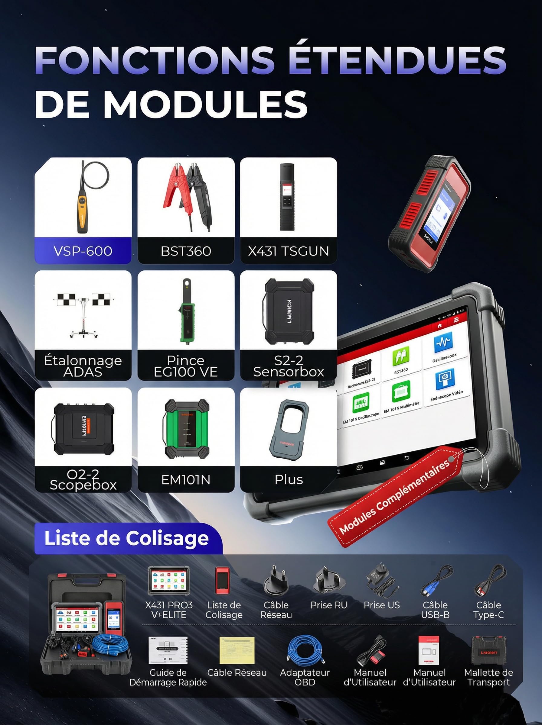 Launch X431 PRO3 V+ Elite Valise Diagnostic Auto, J2534 Programmation, Codage en Ligne de l'ECU, Bi-directionnel Topologie, 60+ d'entretien, Diagnostic à Distance Intelligent, CANFD/DOIP/FCA SGW