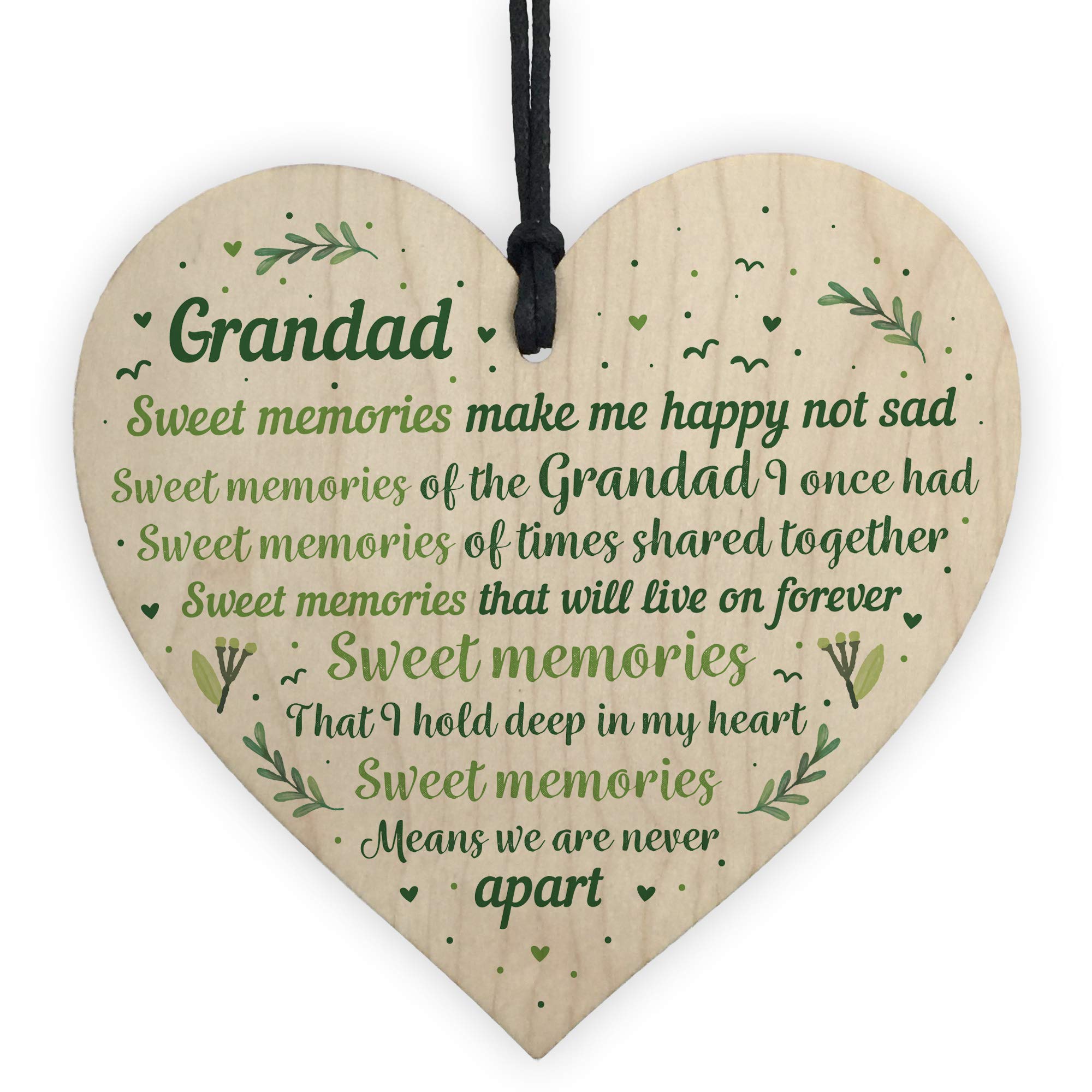 Red Ocean Grandad Grandfather Memorial Plaques For Graveside Handmade Wooden Hanging Heart Plaque Christmas Decoration Bauble Ornament
