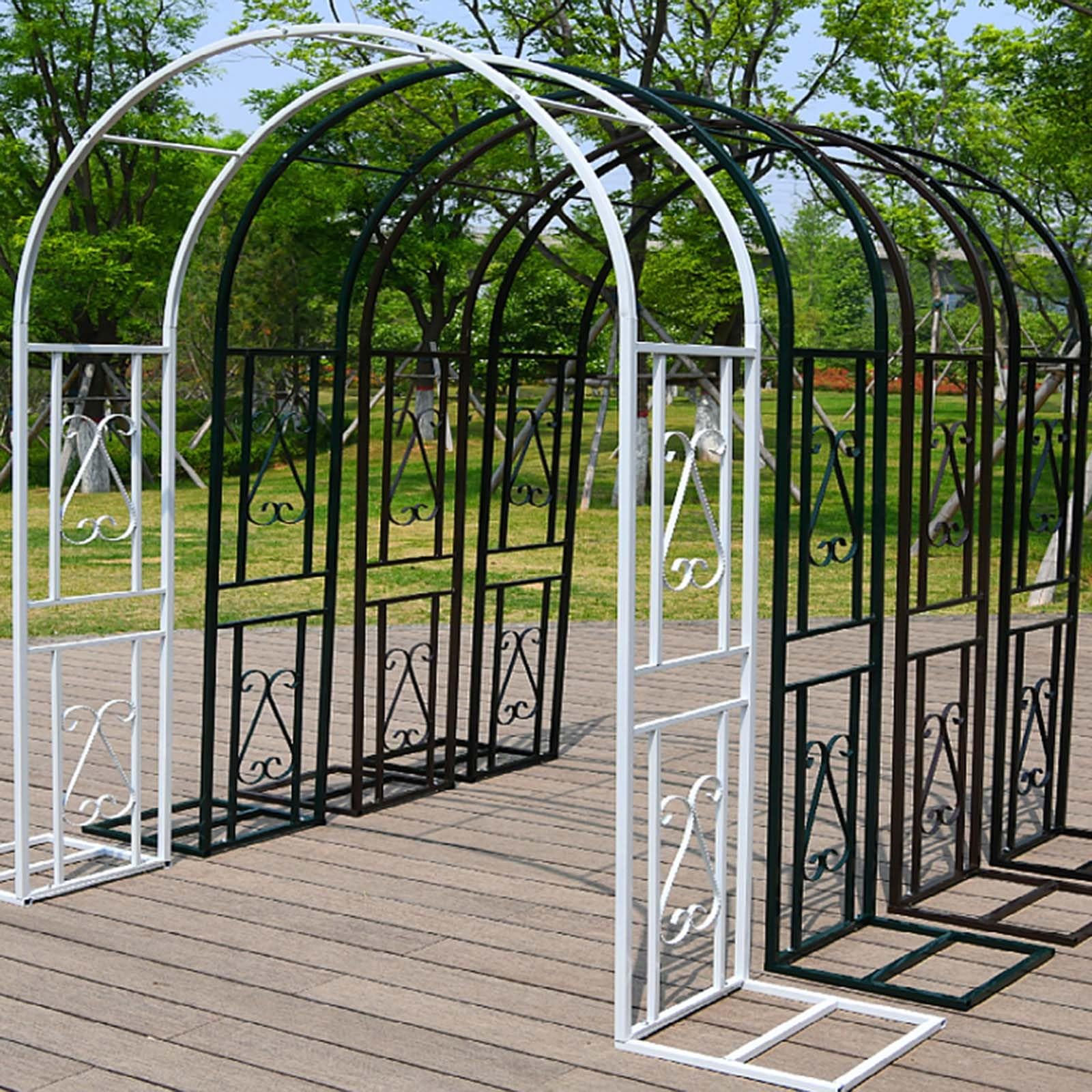 Arche Jardin Métal Arcade Mariage pour Plantes Grimpantes de Rose, Arceau À Rosiers pour Pelouse, Décoration De Fête De Mariage(Blanc,W340 X 230cm)