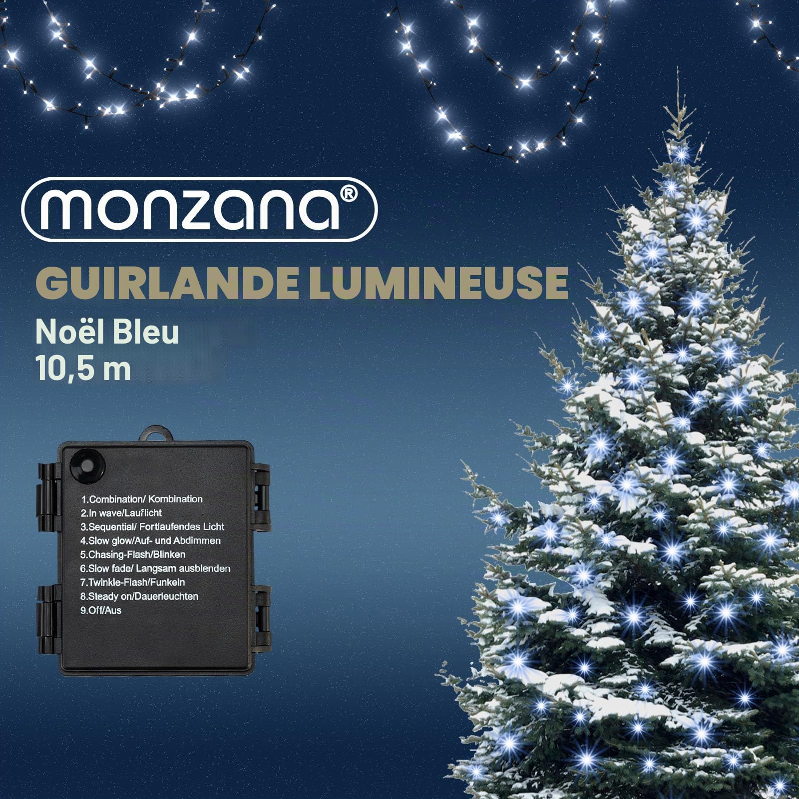 Deuba® Guirlande lumineuse 160 LED Bleu décoration de Noël à piles avec minuteur 8 fonctions extérieur d'éclairage Intérieur