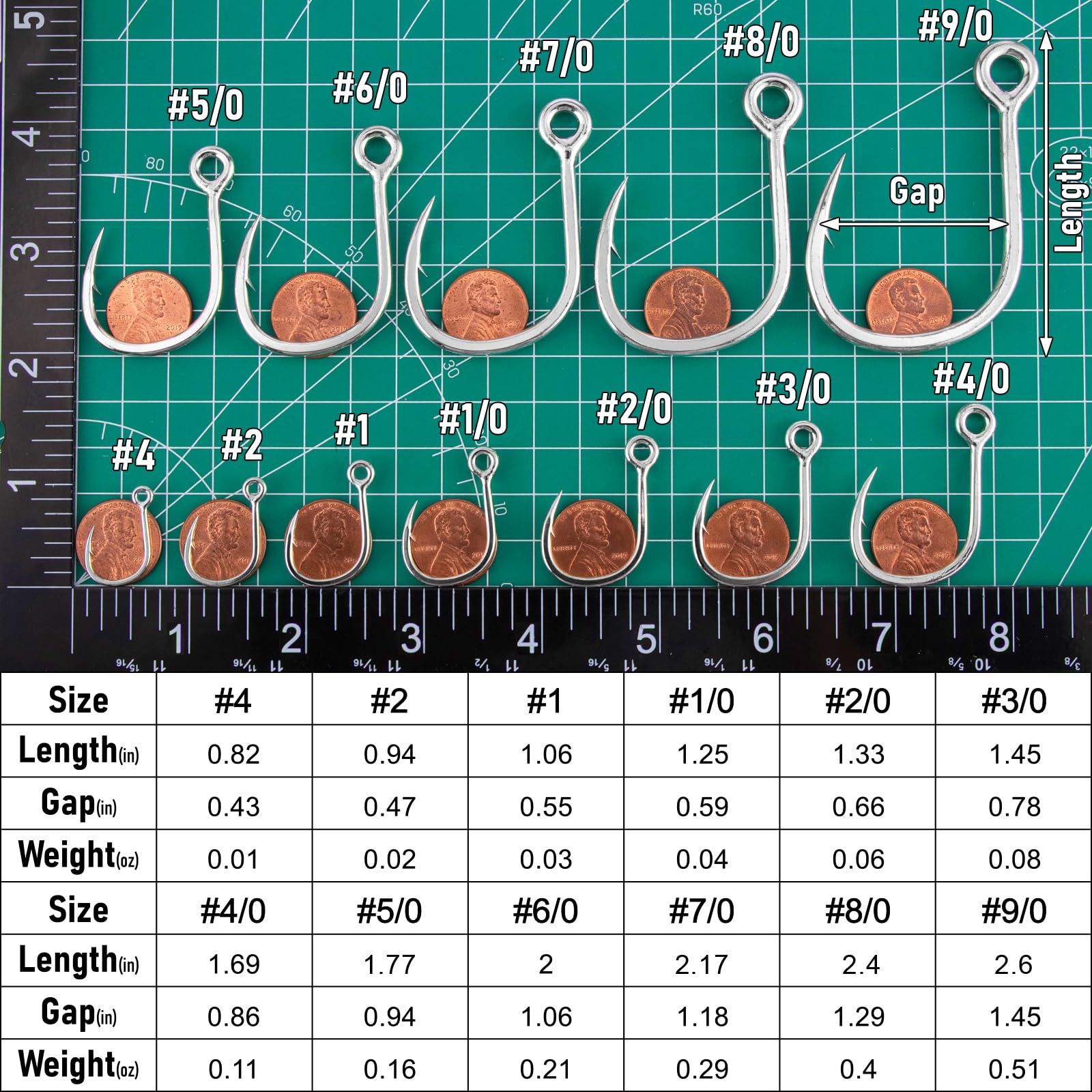 Dr.Fish Lot de 10 hameçons simples soudés de rechange pour leurres durs et circulaires #4-#9/0