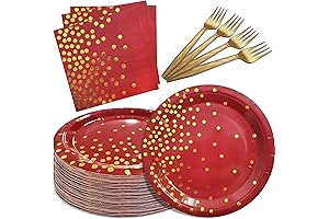 Awe-Inspiring Red and Gold Disposable Plates and Napkins