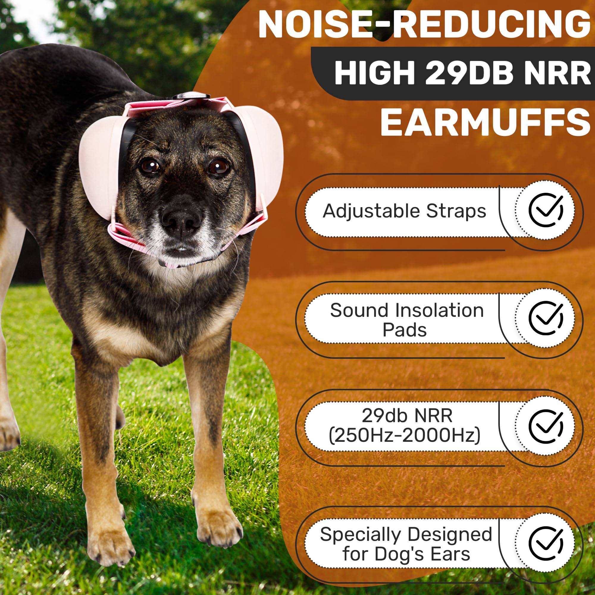 ARpaw Dog Ear Muffs for Noise Protection 29db - Noise Cancelling Headphones for Hearing Protection - Dog Ear Covers for Reduce Noise - Dog Ear Plugs for Anxiety Relief - Ear Protection (Large, Pink) 2