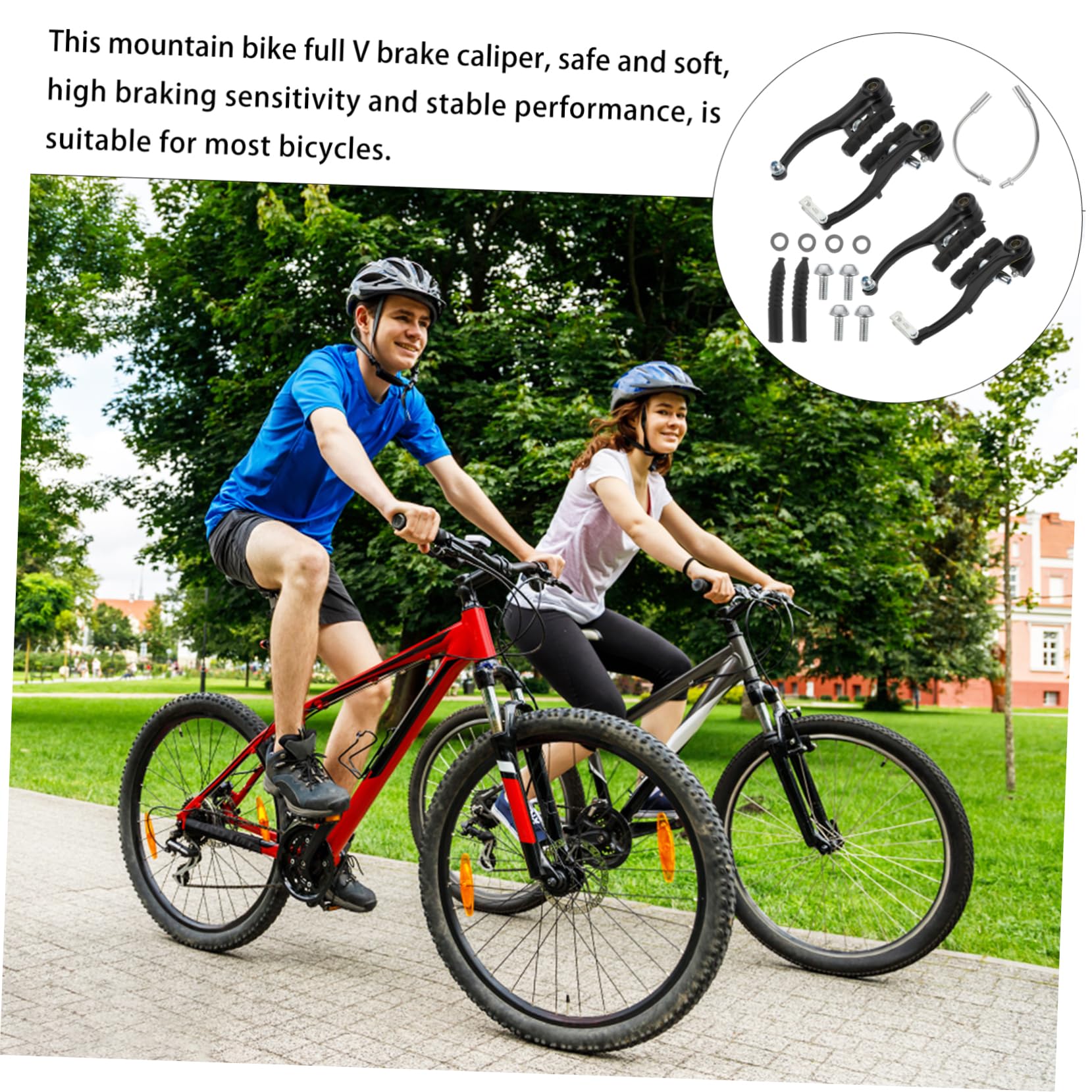 BRIGHTFUFU Mountain Bike Replacement Parts 1 Set Bike Disc Brake Kit Aluminum Alloy Rubber Material for Safe Braking