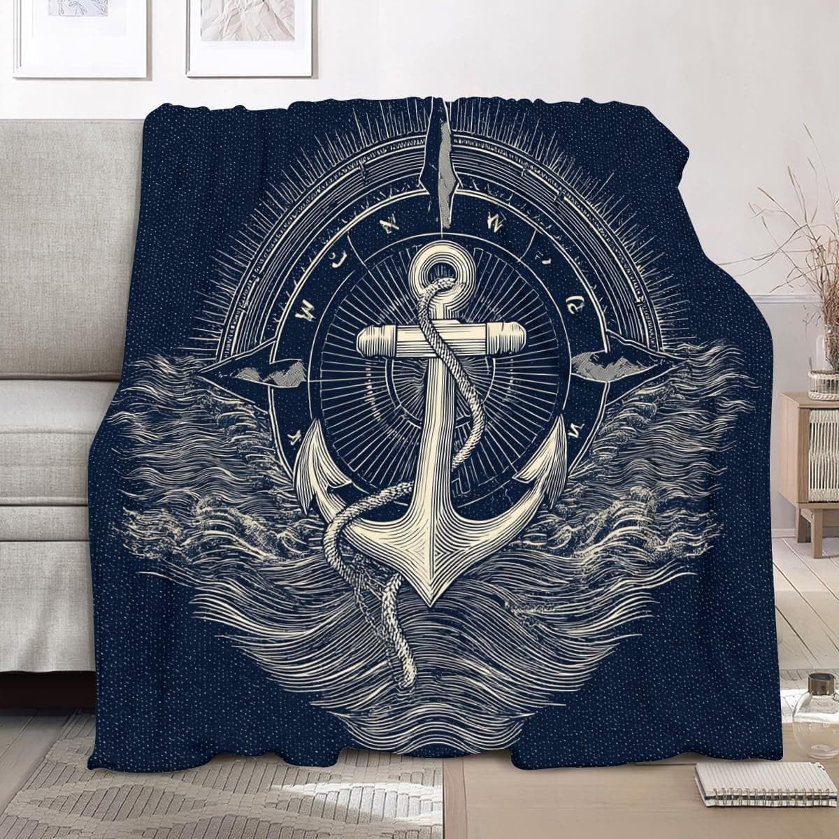 Jeté de canapé bleu foncé 180x200 cm pour des soirées cocooning en grand plaid