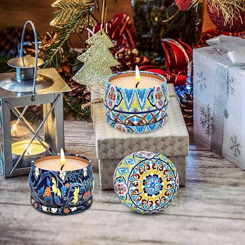 Miniatura 10 de Juego de 3 velas perfumadas, velas de aromaterapia para aliviar el estrés de cera de soja, cestas de regalo de relajación para mujeres, gran regalo