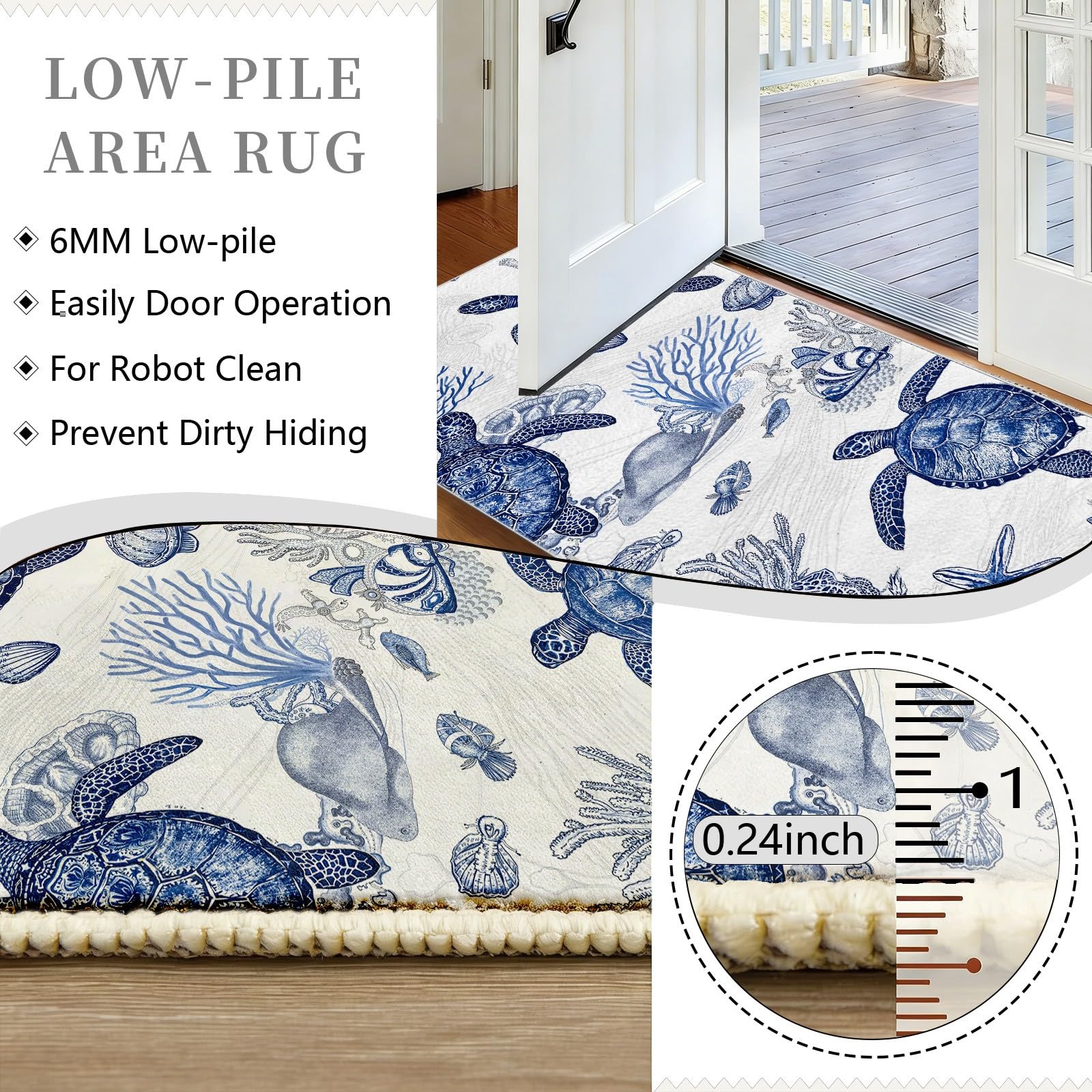 Küste Schildkröte Flur Teppich Läufer 60x150 cm, Nautisch Maritim