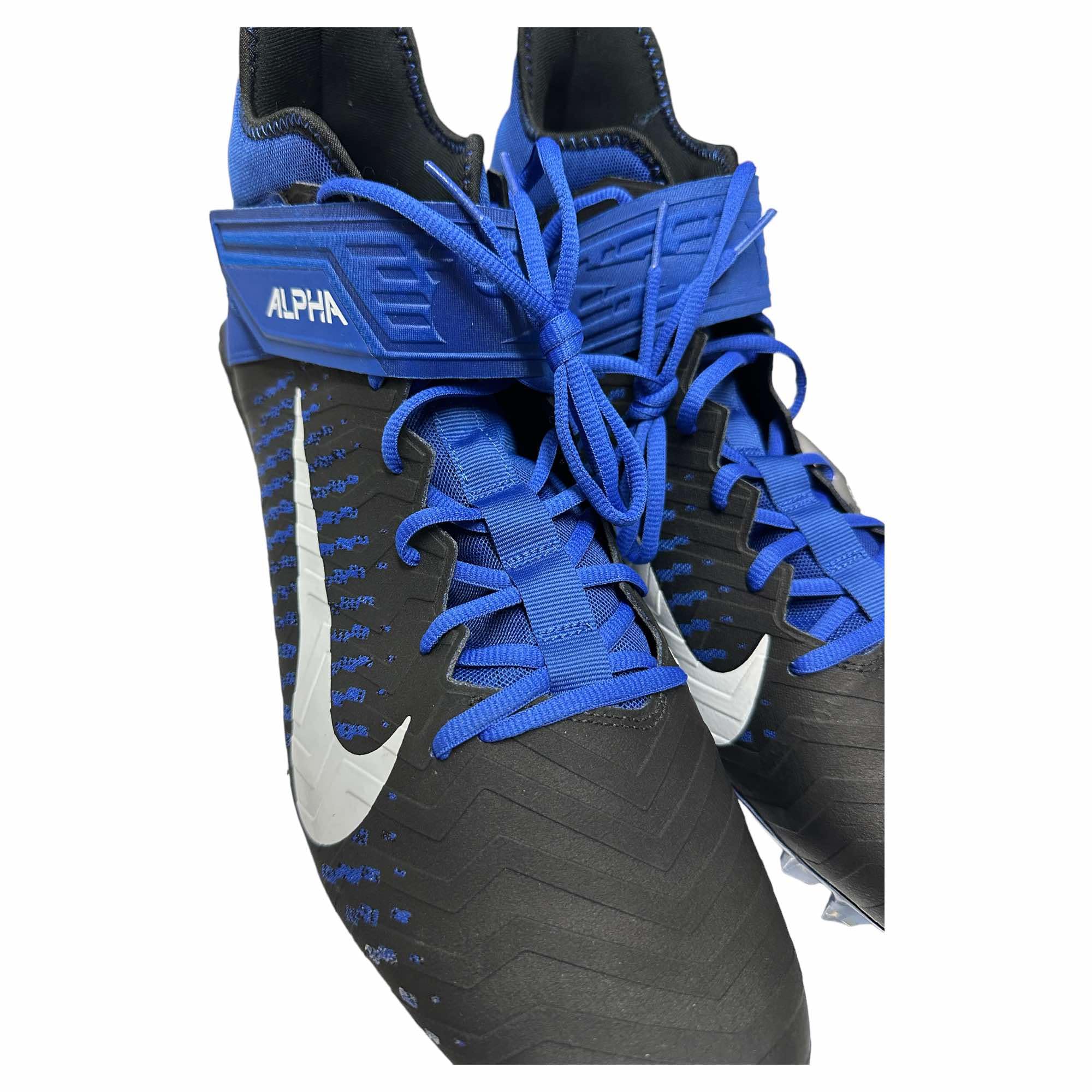 Nike Men's Alpha Menace Pro2 Mid Football Cleats Shoes #BV3945-400 Black/Royal Blue - Size Men's 18
