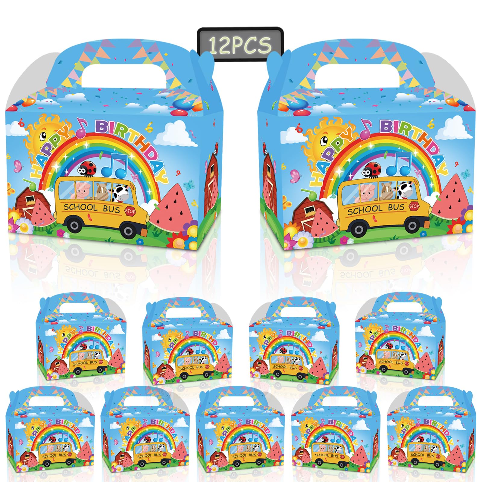 YOOUUQIAN 12 PCS Cartoon Melon Birthday Party Supplies, Kid Party Decorations Gift Bags,candy boxes,Boys and Girls Birthday Party Favors Bag