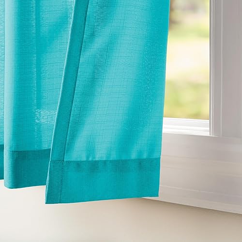 Miniatura 2 de Exclusive Home Loha - Par de paneles de cortinas de lino con ojales superiores, 54 x 108 pulgadas, azul verde azulado