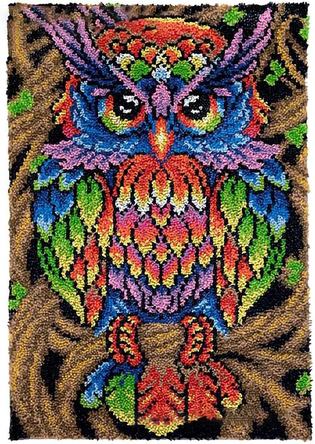 ZFFLYH Latch Hook Rug Kits for Adults Beginners with Preprinted Canvas Pattern DIY Carpet Tapestry Rug Chunky Yarn Needlepoint, 22.5X33.5Inch / 58X85cm,Colorful owl