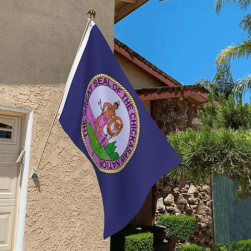 Miniatura 7 de Bandera de la nación Chickasaw de 2 x 3 pies, poliéster duradero de doble cara, divertida pancarta decorativa para exteriores, bandera de bienvenida