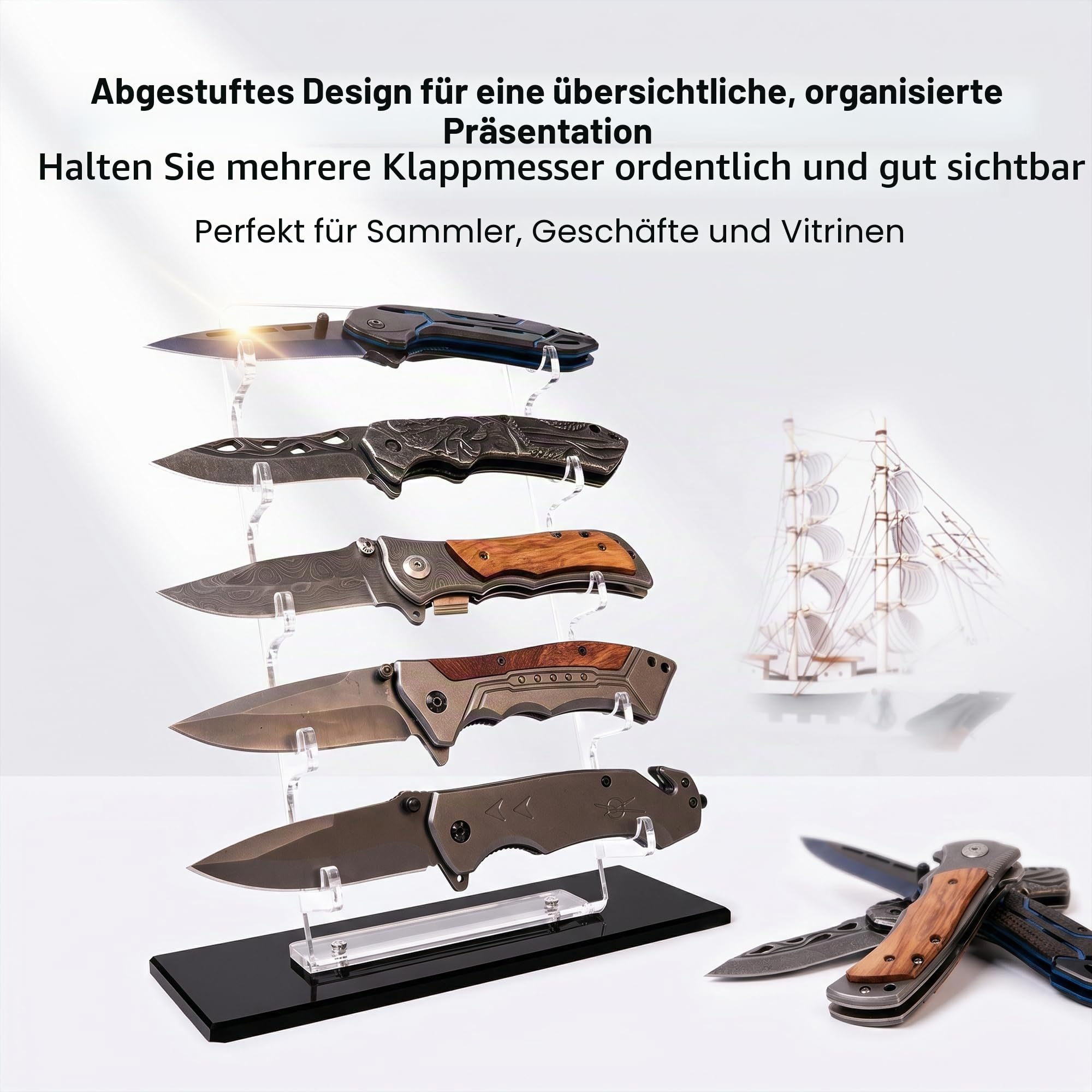 Taschenmesser-Display und Halter - Acryl-Messer-Präsentationsständer für Organizer und Ausstellungshütte - Heimdekoration (1)